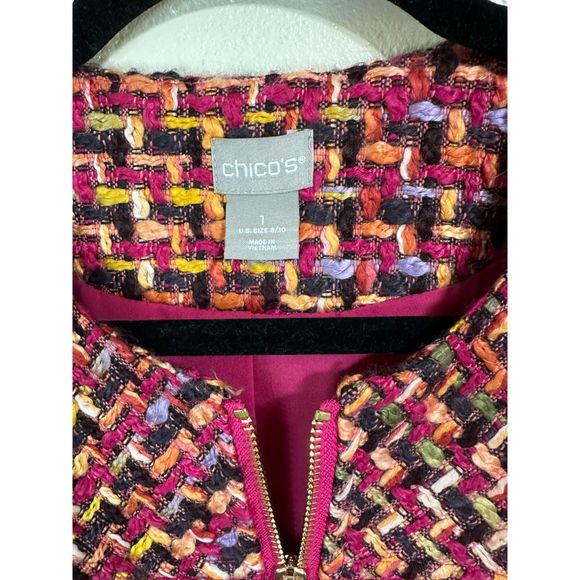 Chico's Women's Front Zip Multicolored Woven Career Jacket Size 1, Medium - Picture 4 of 6